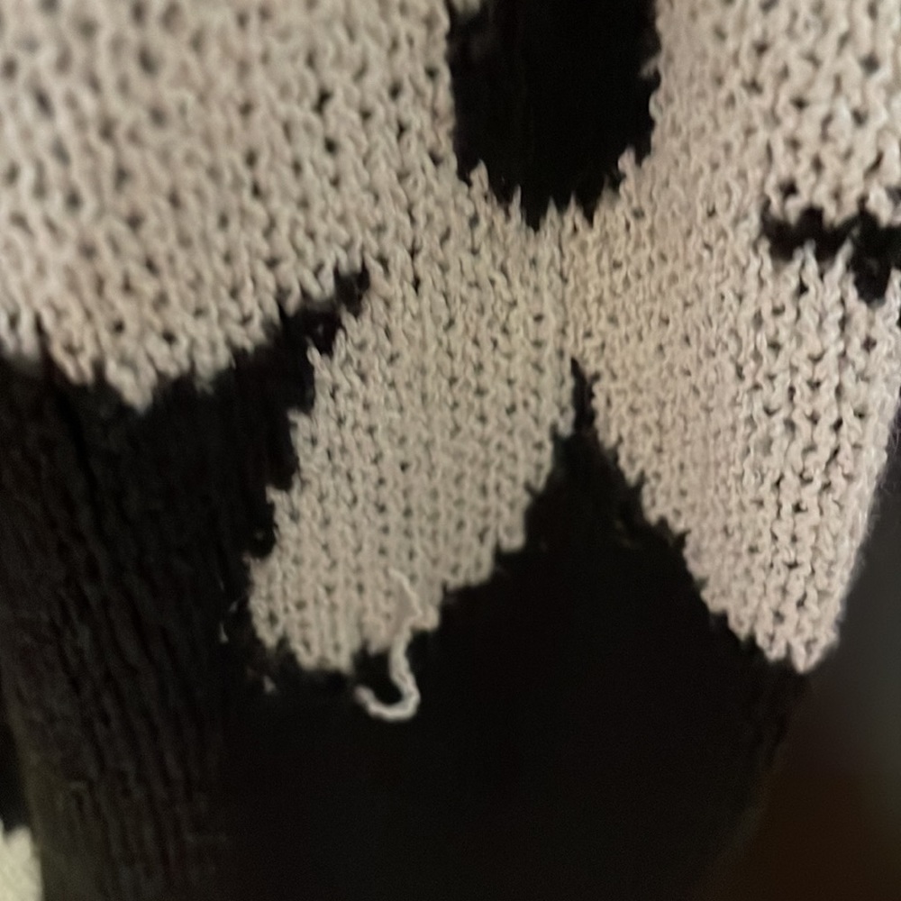 Garage brand size large sweater. Black with white flowers. Lightweight. - Picture 6 of 9